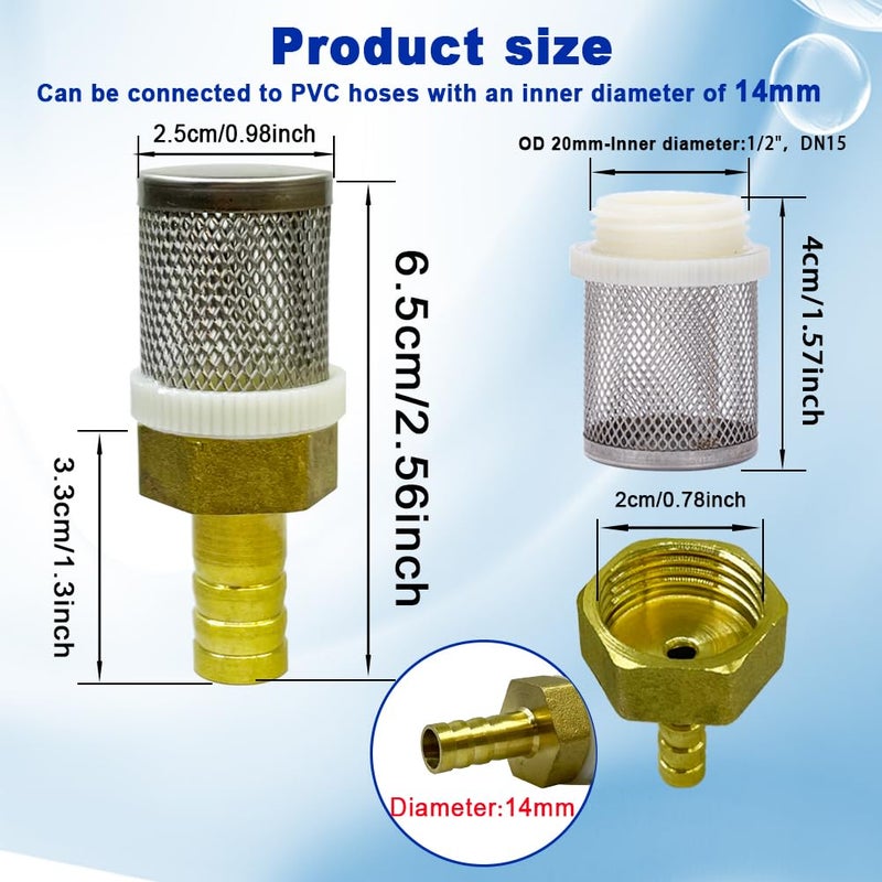 AIMCOCO Store 14mm Inline Strainers Filter Copper Tube Joint 14mm Diameter Hose Connection, Garden, Swimming Pool, Fish Tank Hose Filter, Suction Strainers Used to Remove Debris and Reduce Solid Entry - Image 4